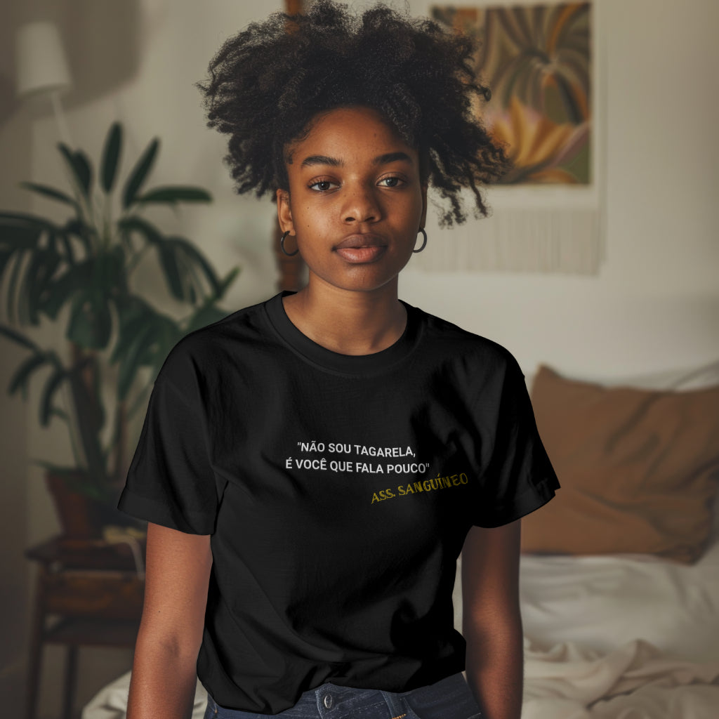 CAMISETA T-SHIRT FEMININA - FRASE SANGUÍNEO